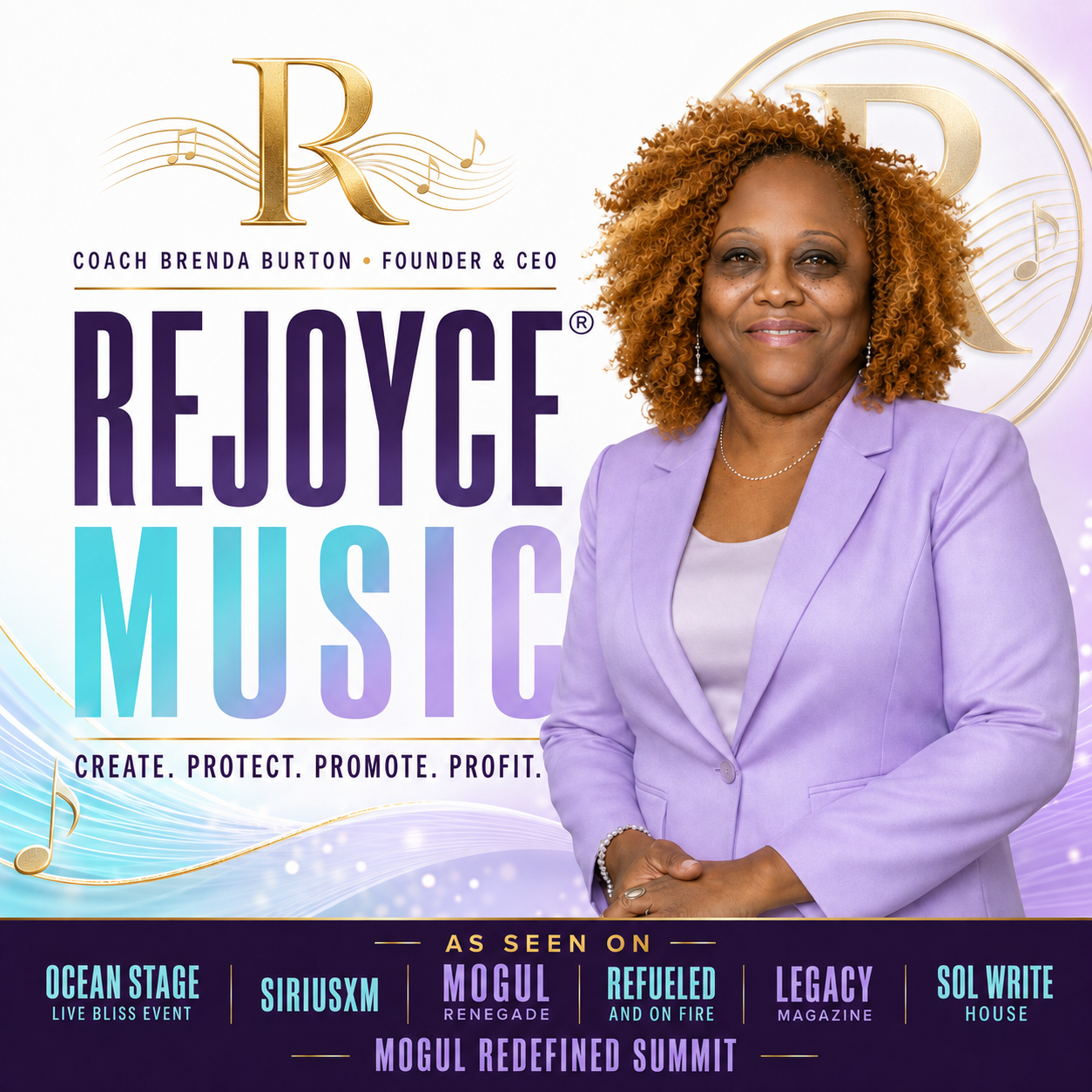 Coach Brenda Burton Rejoyce Music media kit cover